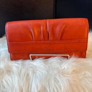Coach Vtg SoHo Burnt Orange Leather Trifold Wallet‎ Y2K 2000s 00s Statement